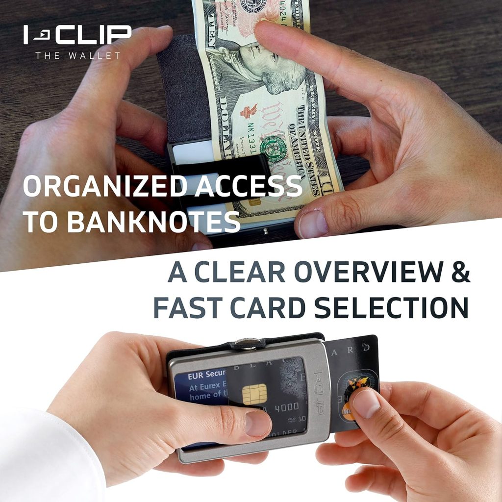 I-CLIP Original Credit Card Case met Geldclip - Gladde Leren Slimme Portemonnee - Leren Portemonnee - Premium Portemonnee - Kaartetui - Soft Touch Black