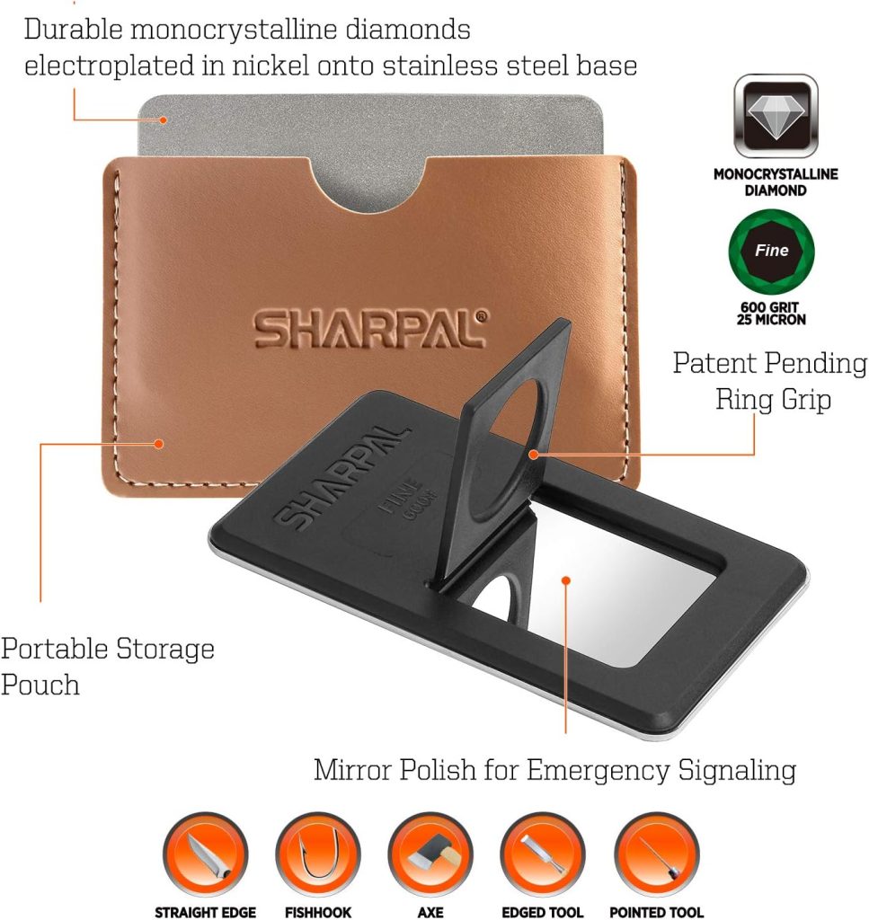 SHARPAL 114N Credit Card Size Diamond Slijpsteen, Pocket Diamond Mes en Tool Sharpener (Fijn 600 Grit)